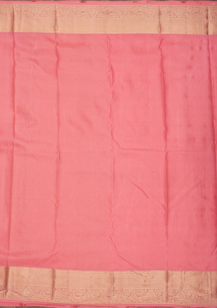 Onion Pink Zariwork Pure Silk Saree-Koskii