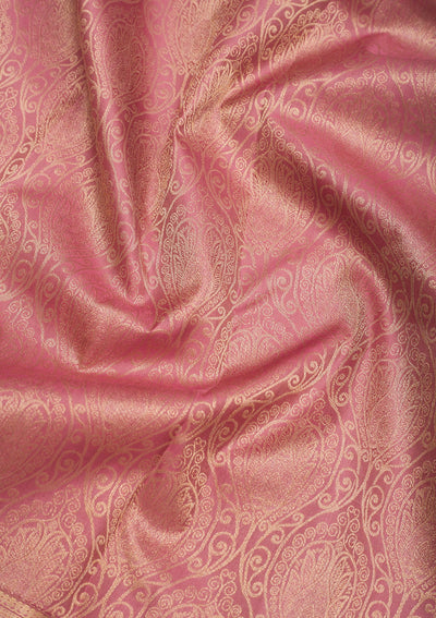 Onion Pink Zariwork Pure Silk Saree-Koskii