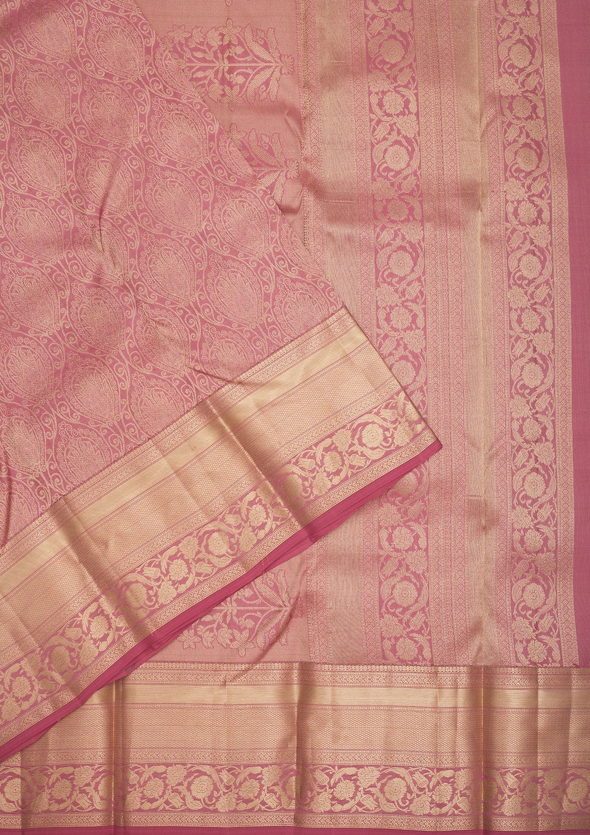 Onion Pink Zariwork Pure Silk Saree-Koskii