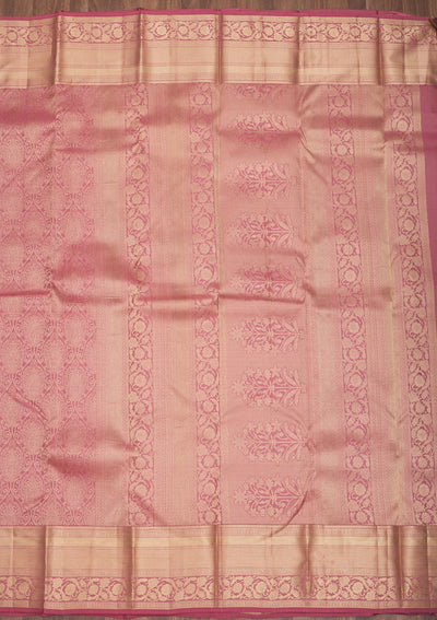 Onion Pink Zariwork Pure Silk Saree-Koskii