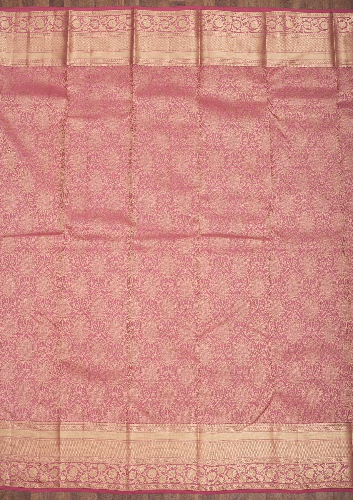 Onion Pink Zariwork Pure Silk Saree-Koskii