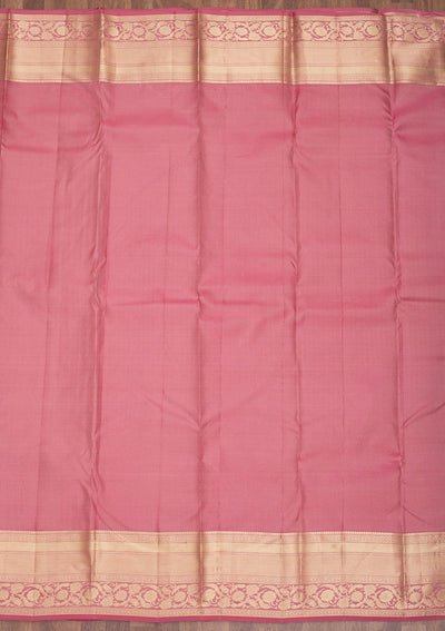 Onion Pink Zariwork Pure Silk Saree-Koskii