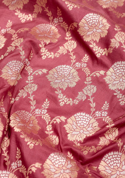 Onion Pink Zariwork Pure Silk Saree-Koskii