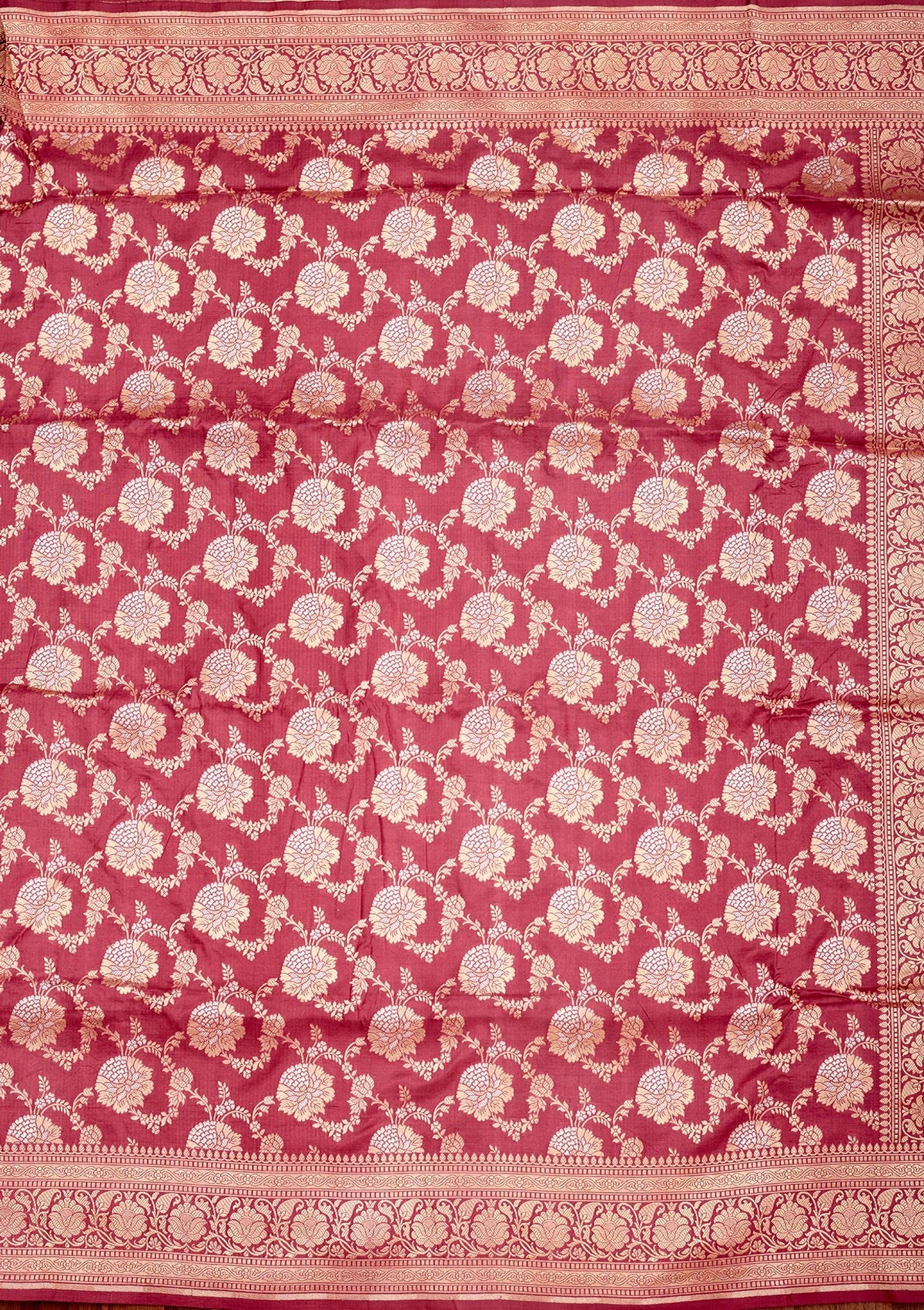 Onion Pink Zariwork Pure Silk Saree-Koskii