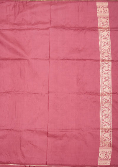 Onion Pink Zariwork Pure Silk Saree-Koskii