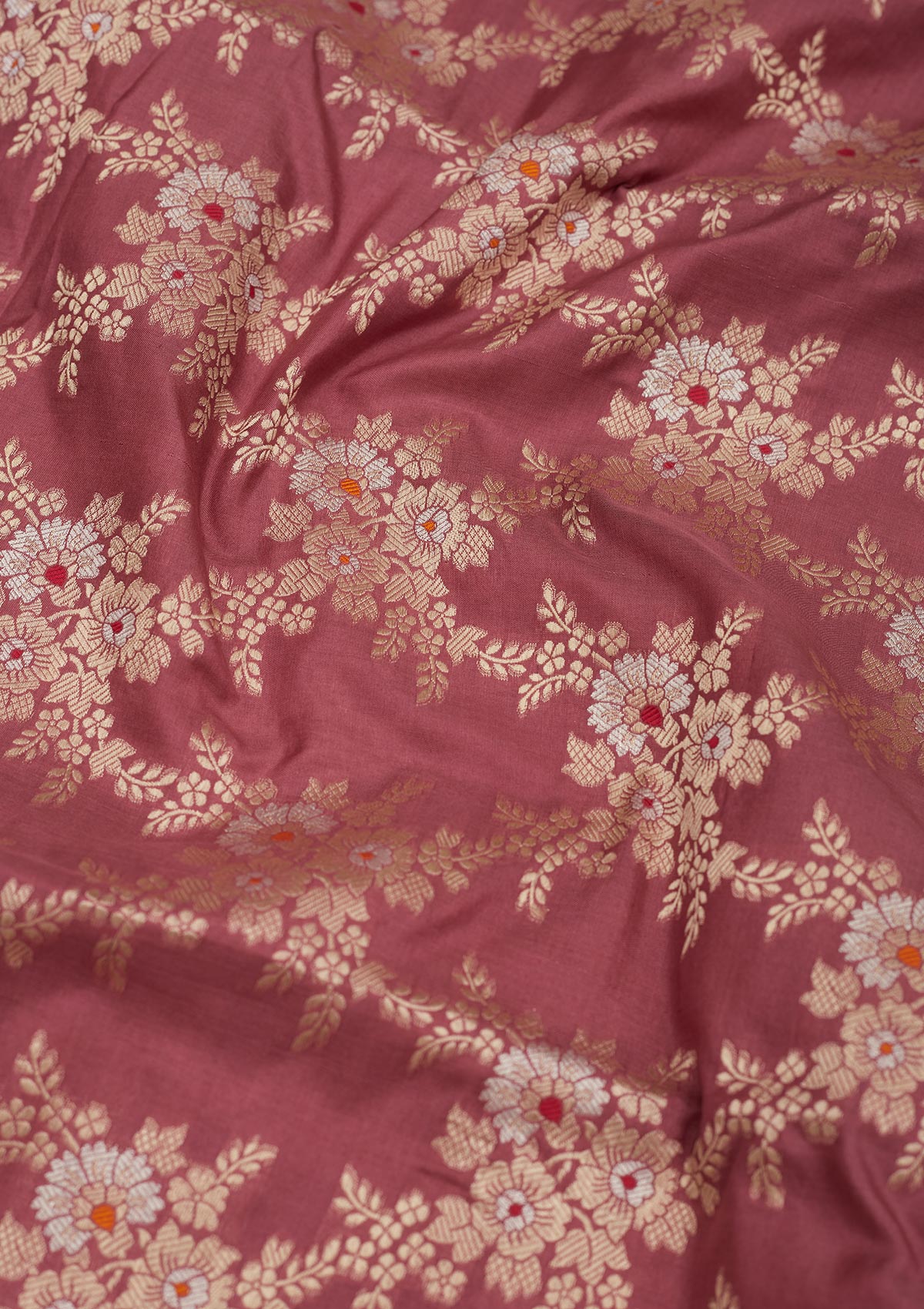 Onion Pink Zariwork Pure Silk Saree-Koskii