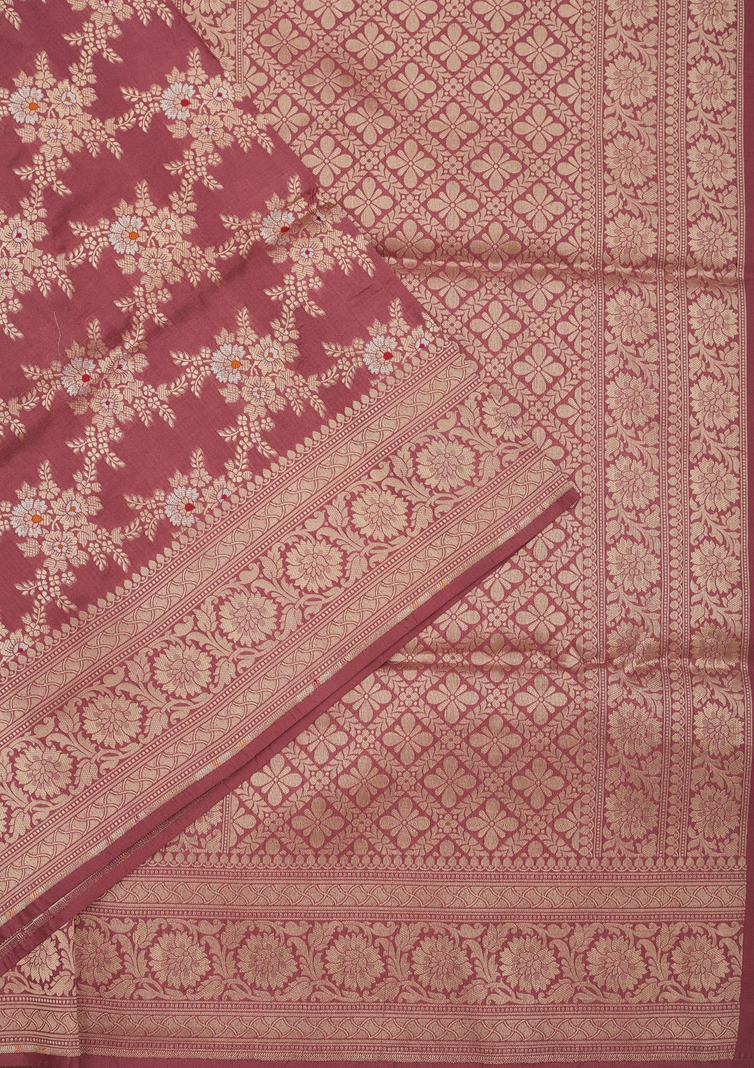 Onion Pink Zariwork Pure Silk Saree-Koskii