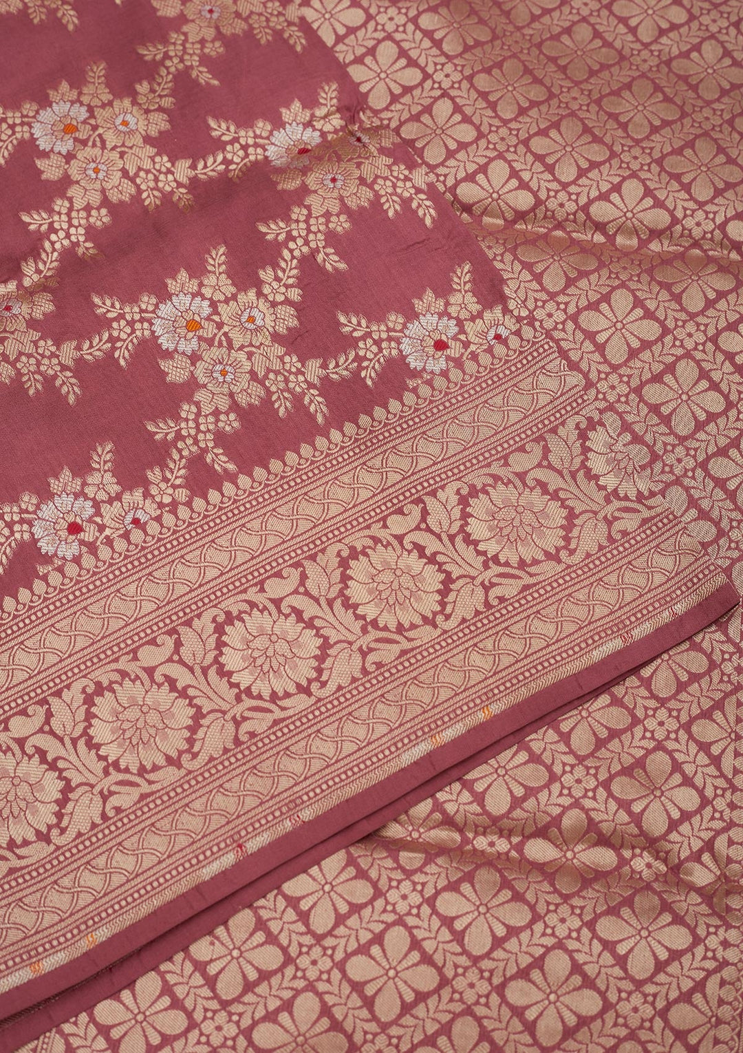 Onion Pink Zariwork Pure Silk Saree-Koskii