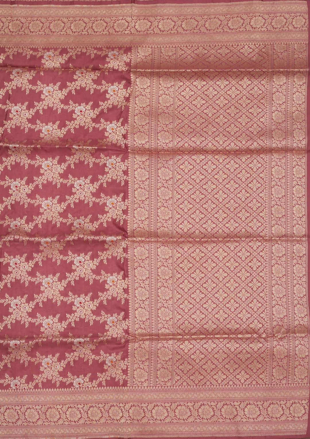 Onion Pink Zariwork Pure Silk Saree-Koskii