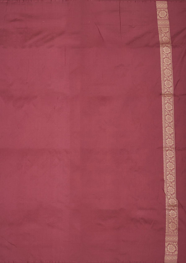Onion Pink Zariwork Pure Silk Saree-Koskii