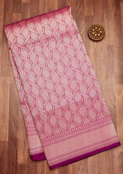 Onion Pink Zariwork Pure Silk Saree-Koskii