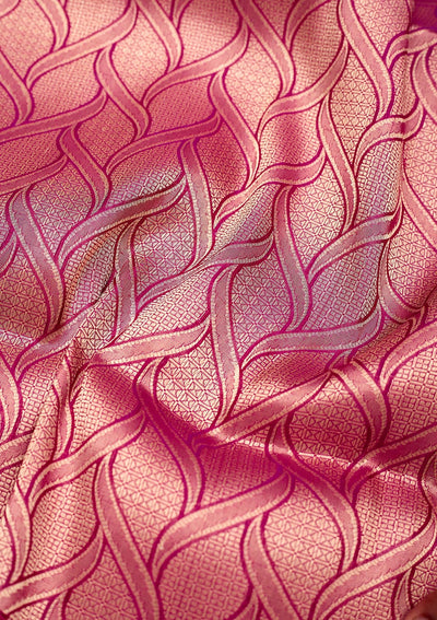 Onion Pink Zariwork Pure Silk Saree-Koskii