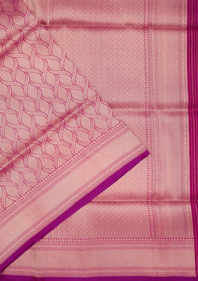 Onion Pink Zariwork Pure Silk Saree-Koskii