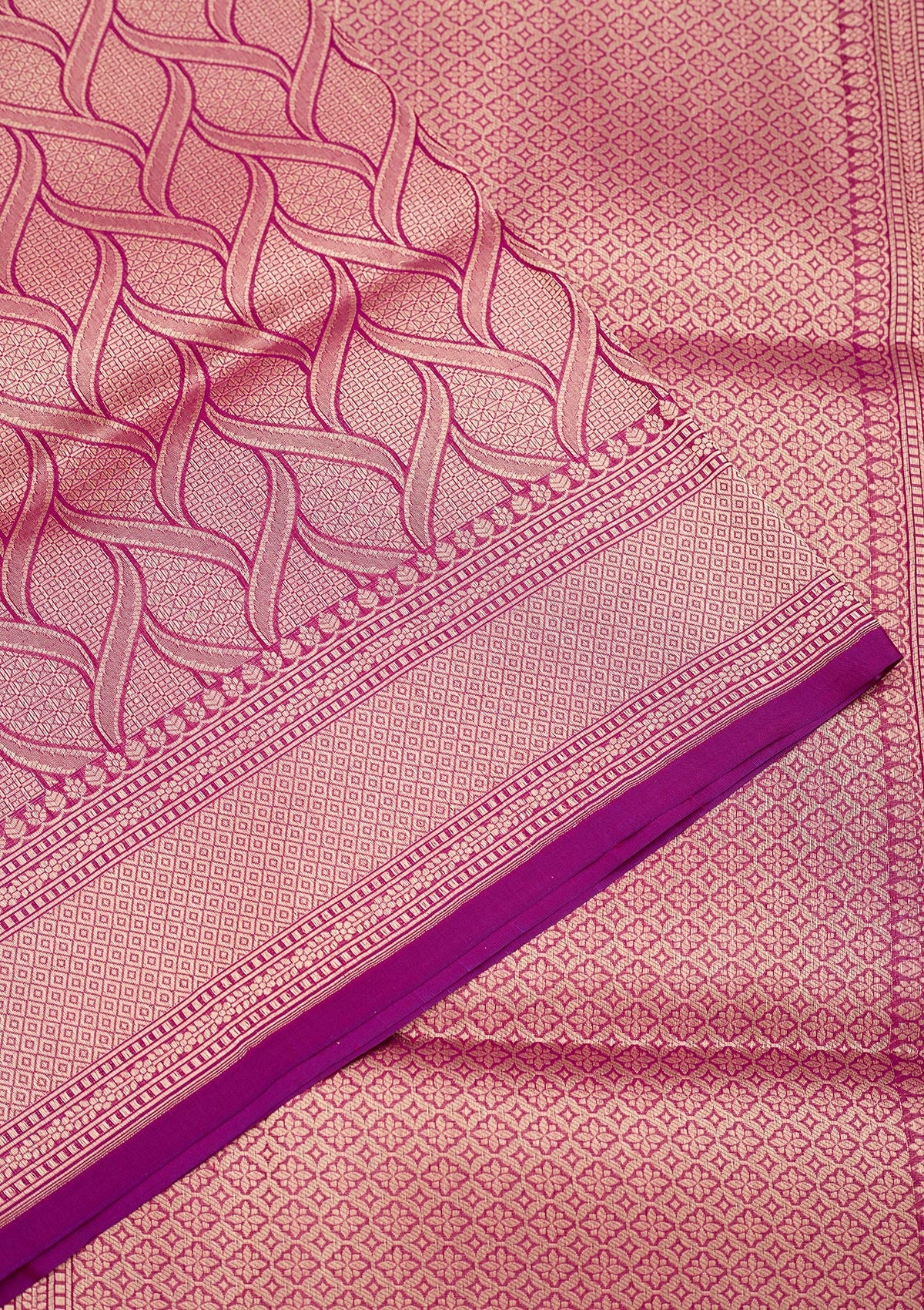 Onion Pink Zariwork Pure Silk Saree-Koskii