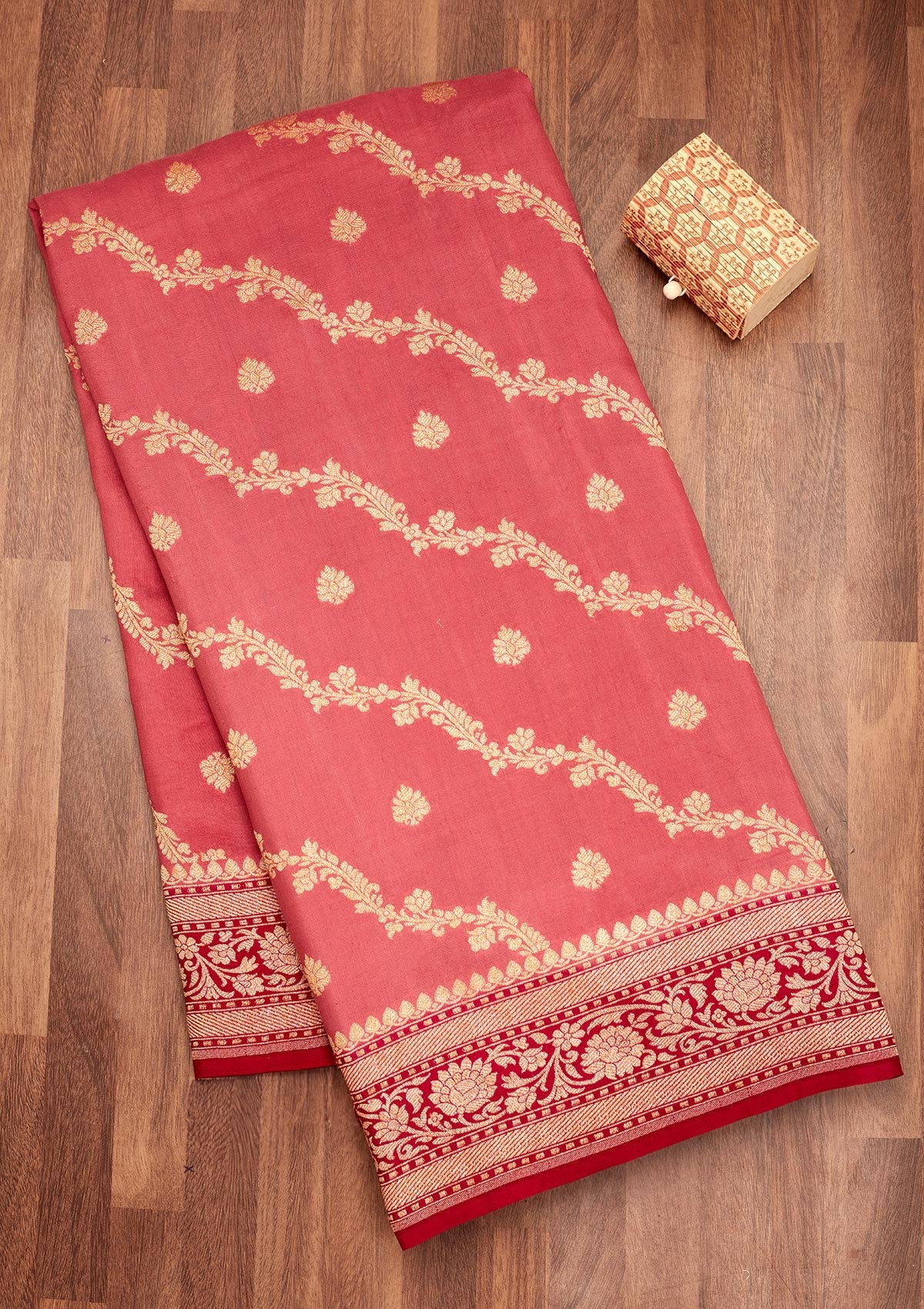 Onion Pink Zariwork Pure Silk Saree-Koskii