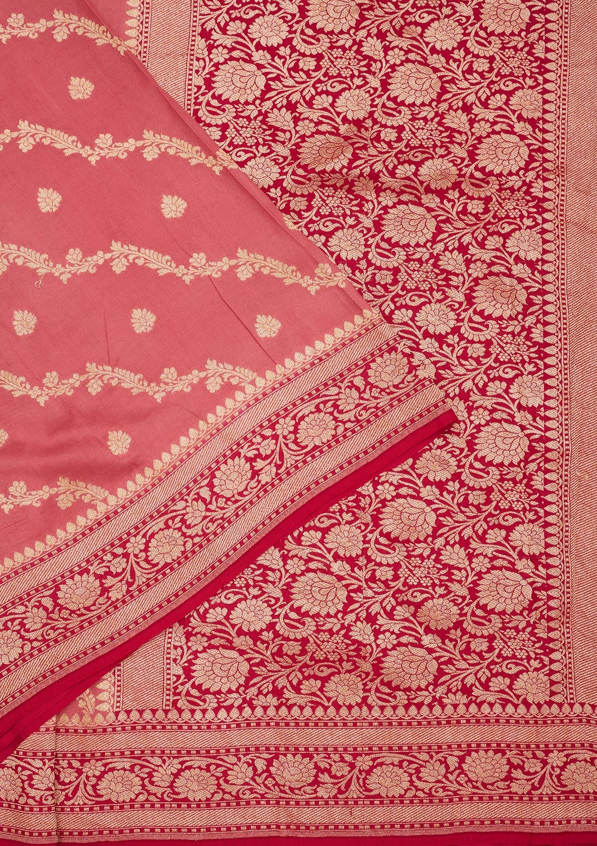 Onion Pink Zariwork Pure Silk Saree-Koskii