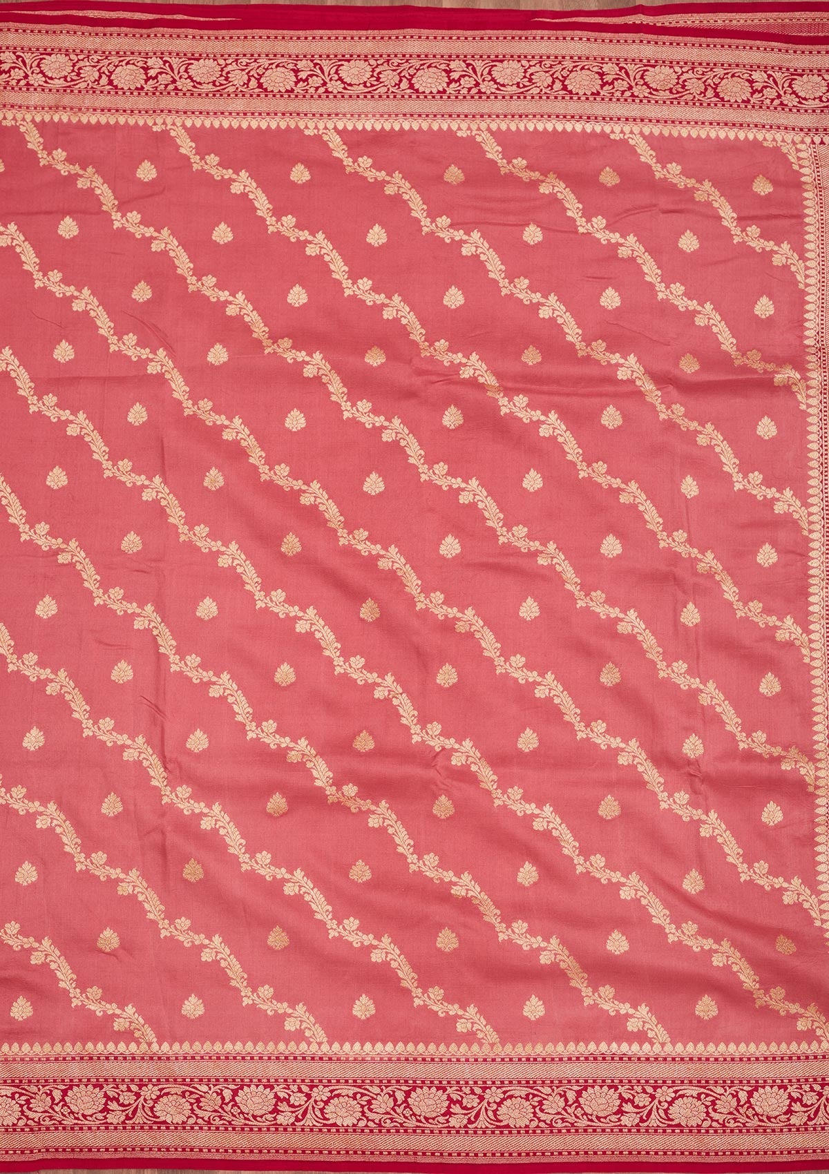 Onion Pink Zariwork Pure Silk Saree-Koskii