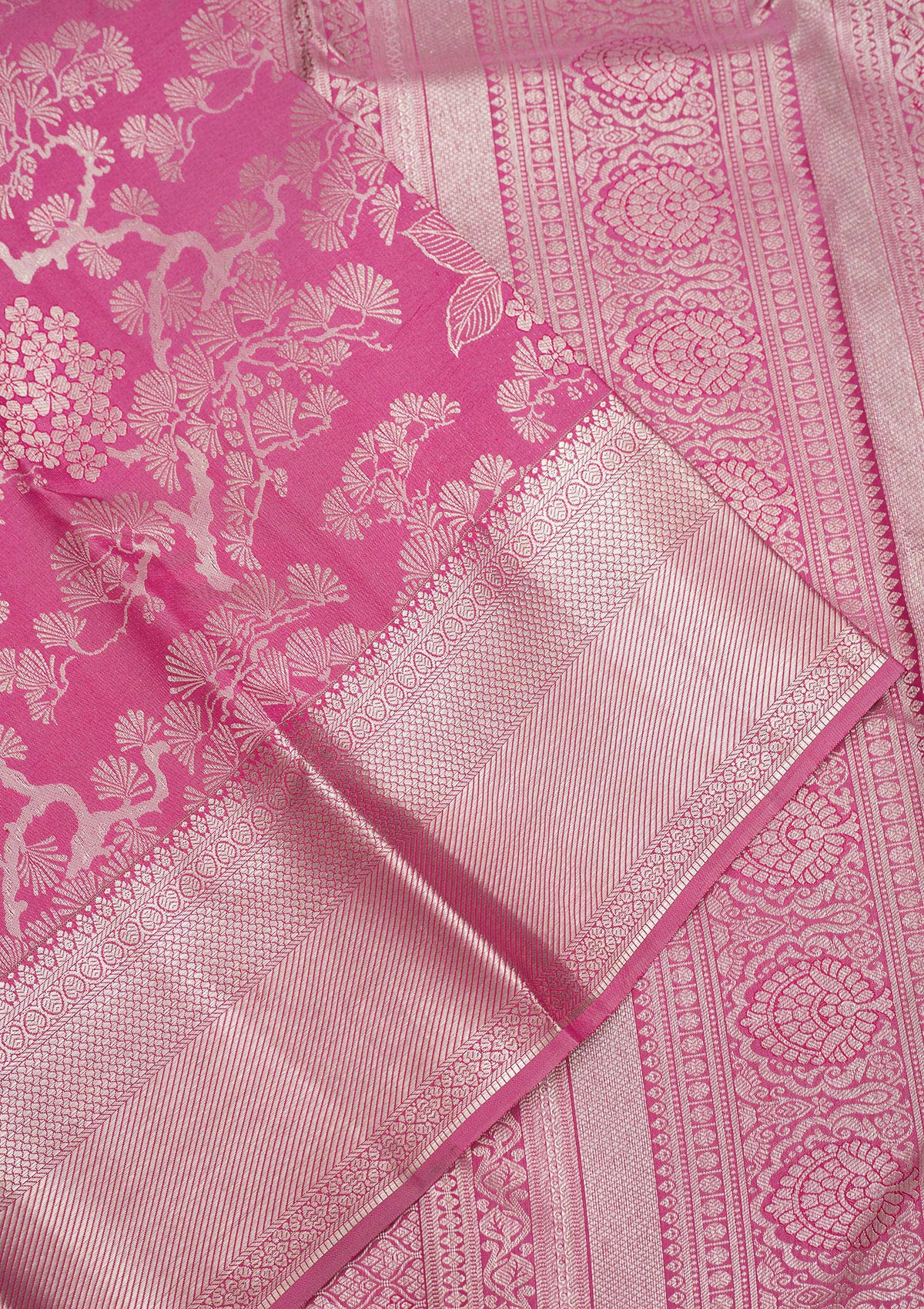 Onion Pink Zariwork Pure Silk Saree-Koskii