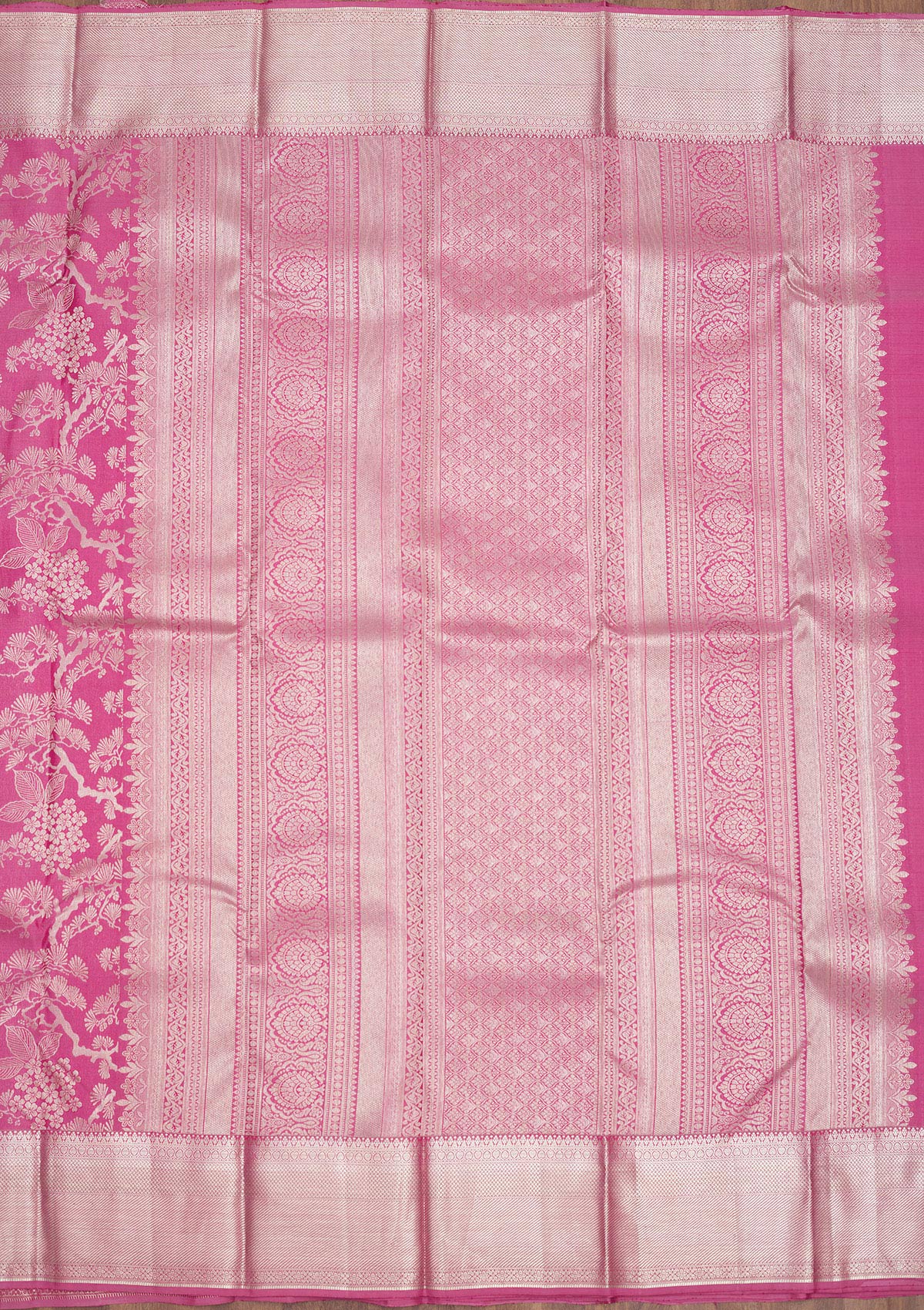 Onion Pink Zariwork Pure Silk Saree-Koskii