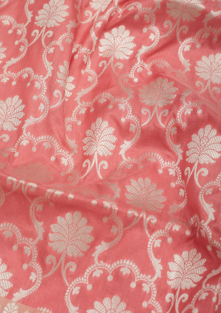 Onion Pink Zariwork Pure Silk Saree-Koskii