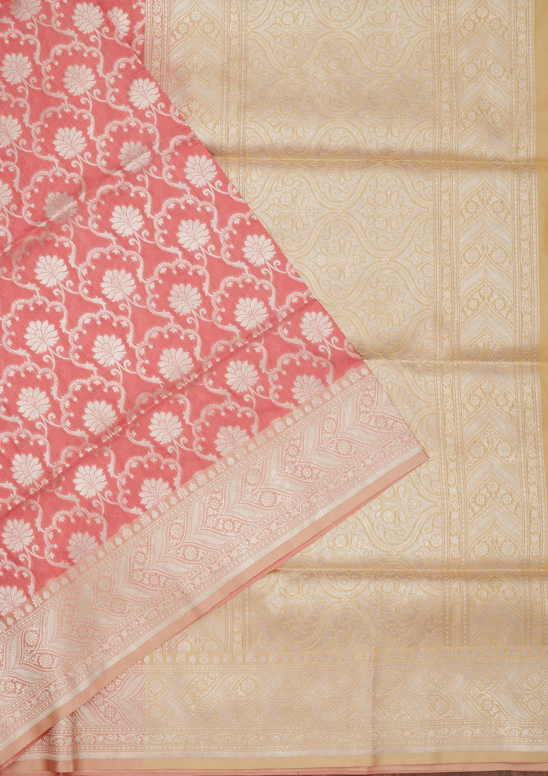 Onion Pink Zariwork Pure Silk Saree-Koskii