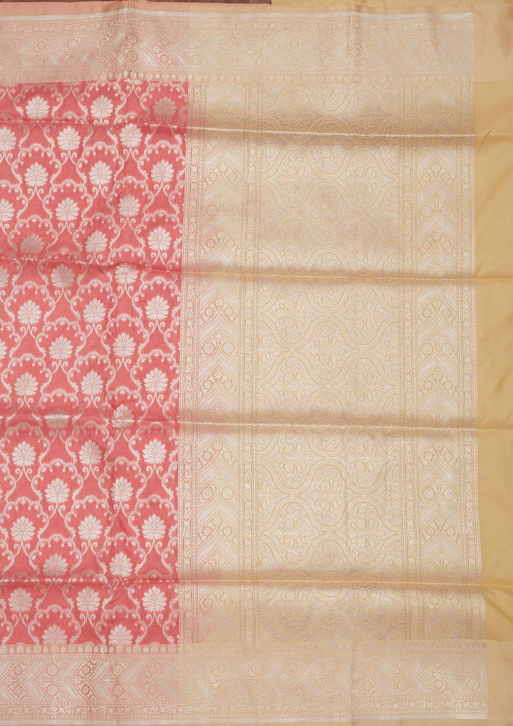 Onion Pink Zariwork Pure Silk Saree-Koskii