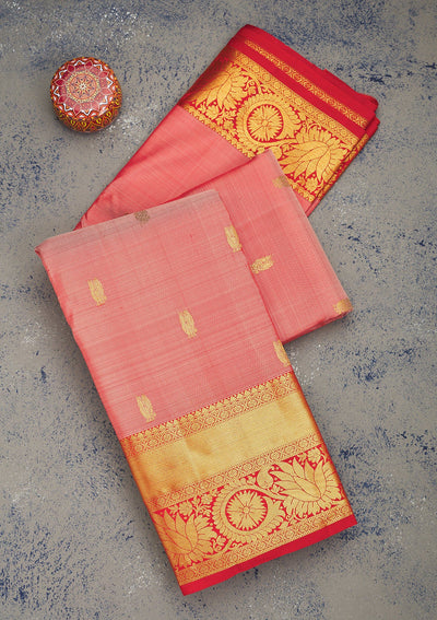 Onion Pink Zariwork Pure Silk Saree-Koskii