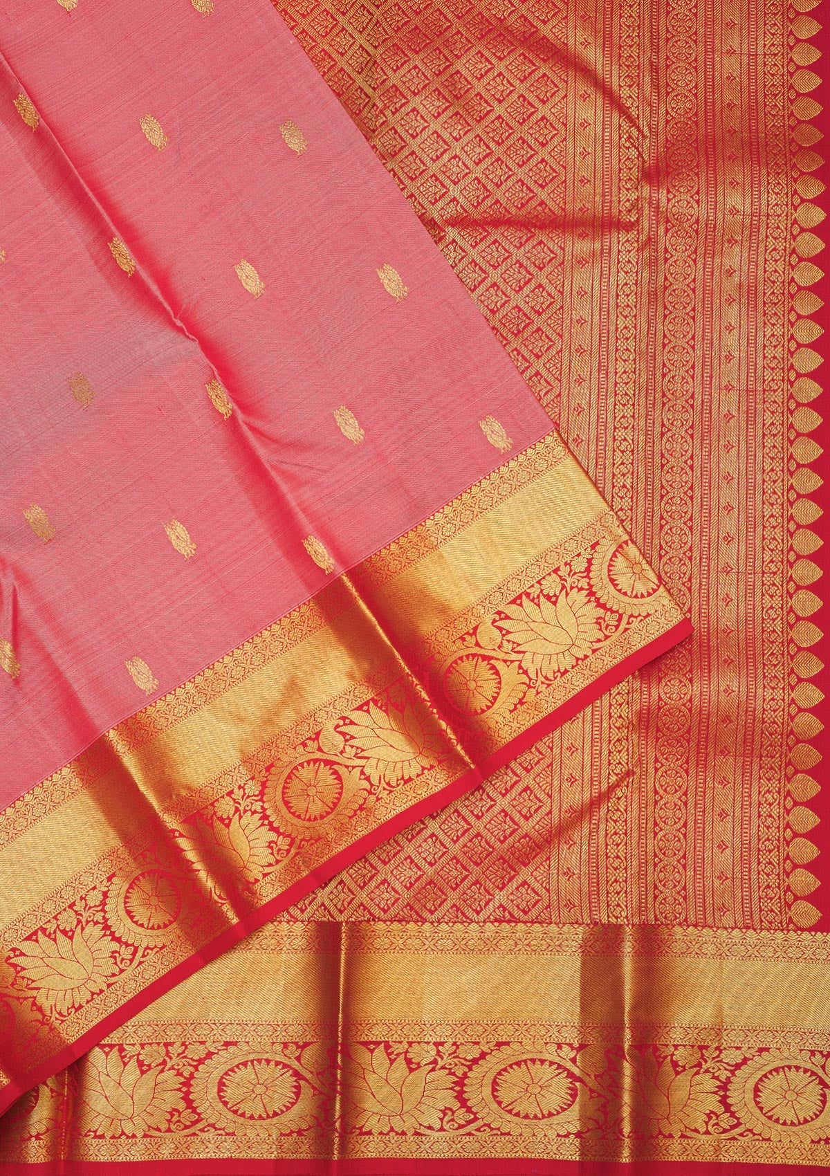 Onion Pink Zariwork Pure Silk Saree-Koskii