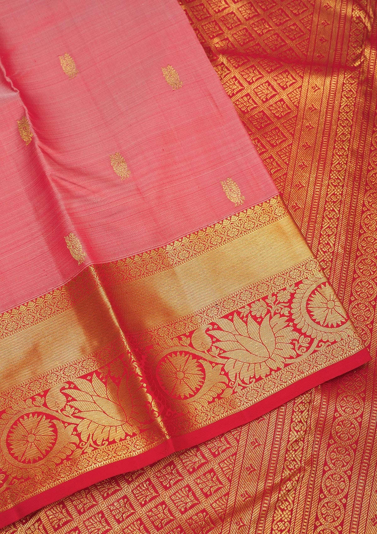 Onion Pink Zariwork Pure Silk Saree-Koskii