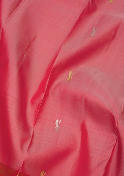 Onion Pink Zariwork Pure Silk Saree-Koskii