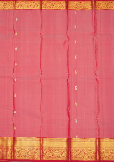 Onion Pink Zariwork Pure Silk Saree-Koskii
