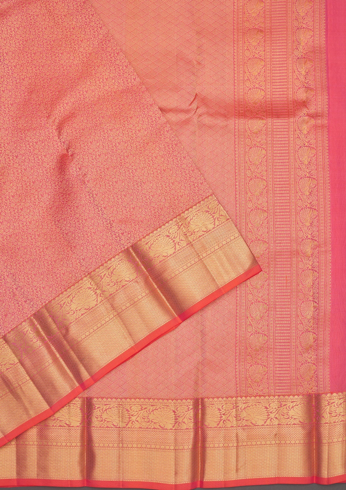 Onion Pink Zariwork Pure Silk Saree-Koskii