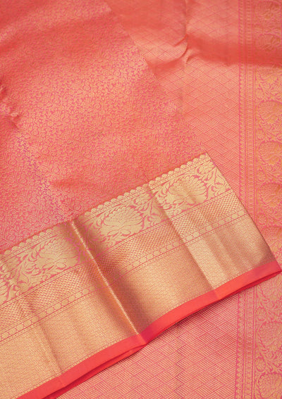 Onion Pink Zariwork Pure Silk Saree-Koskii