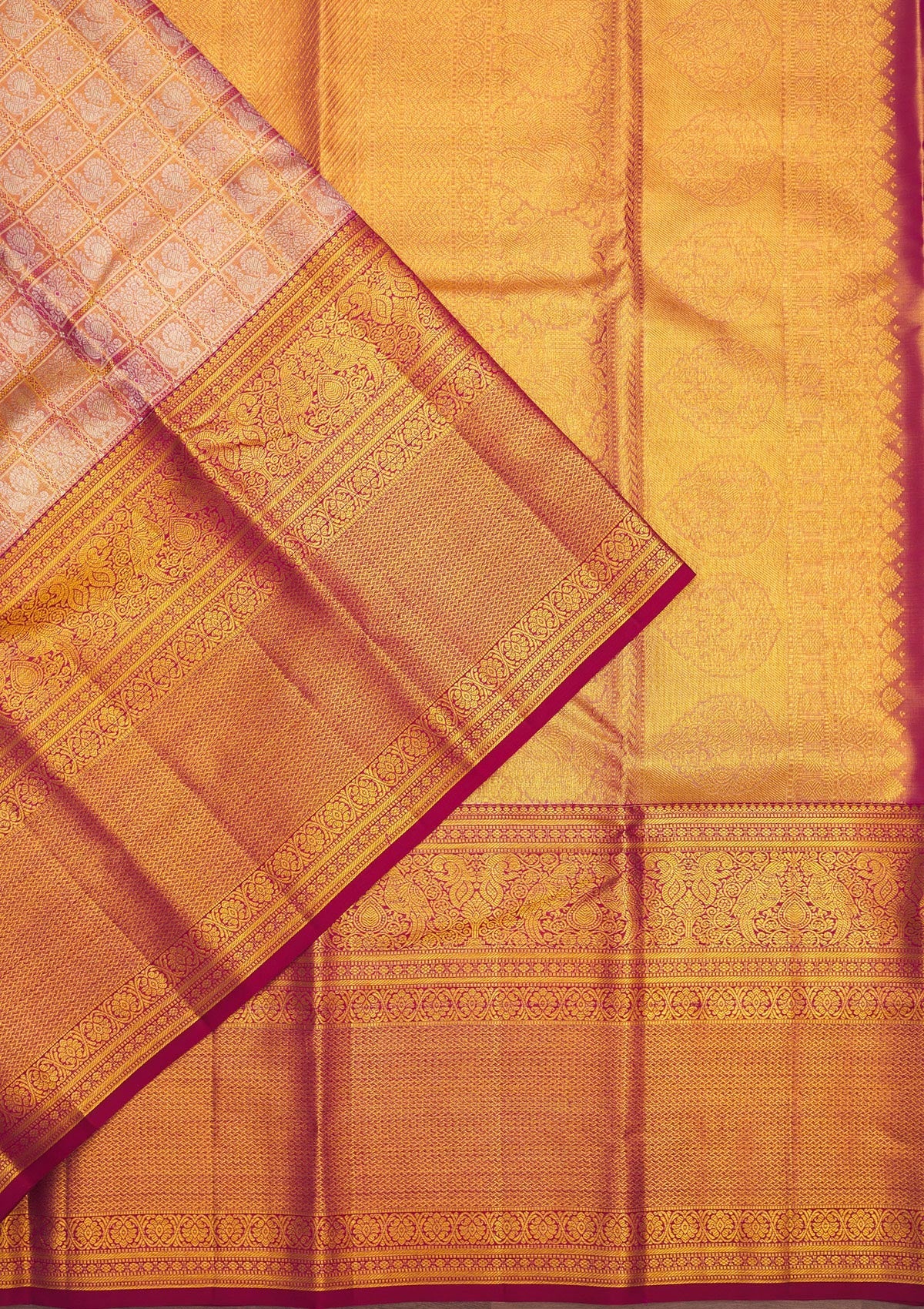 Onion Pink Zariwork Pure Silk Saree