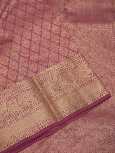 Onion Pink Zariwork Pure Silk Saree