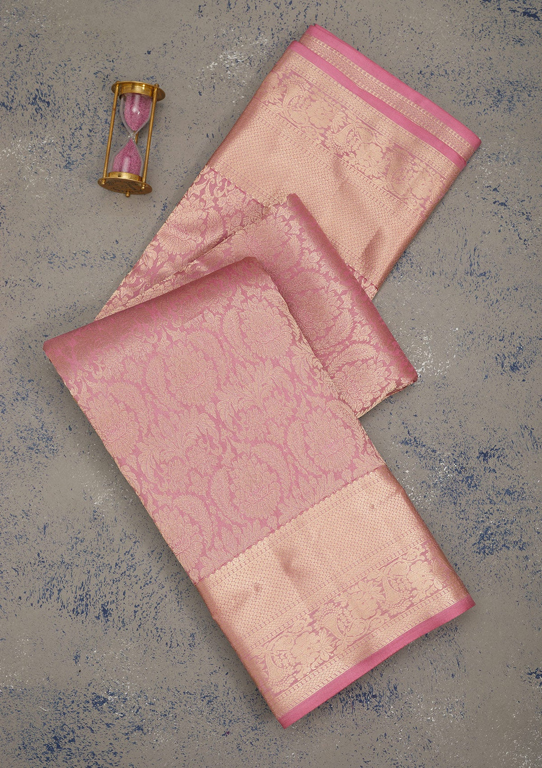 Onion Pink Zariwork Pure Silk Saree-Koskii