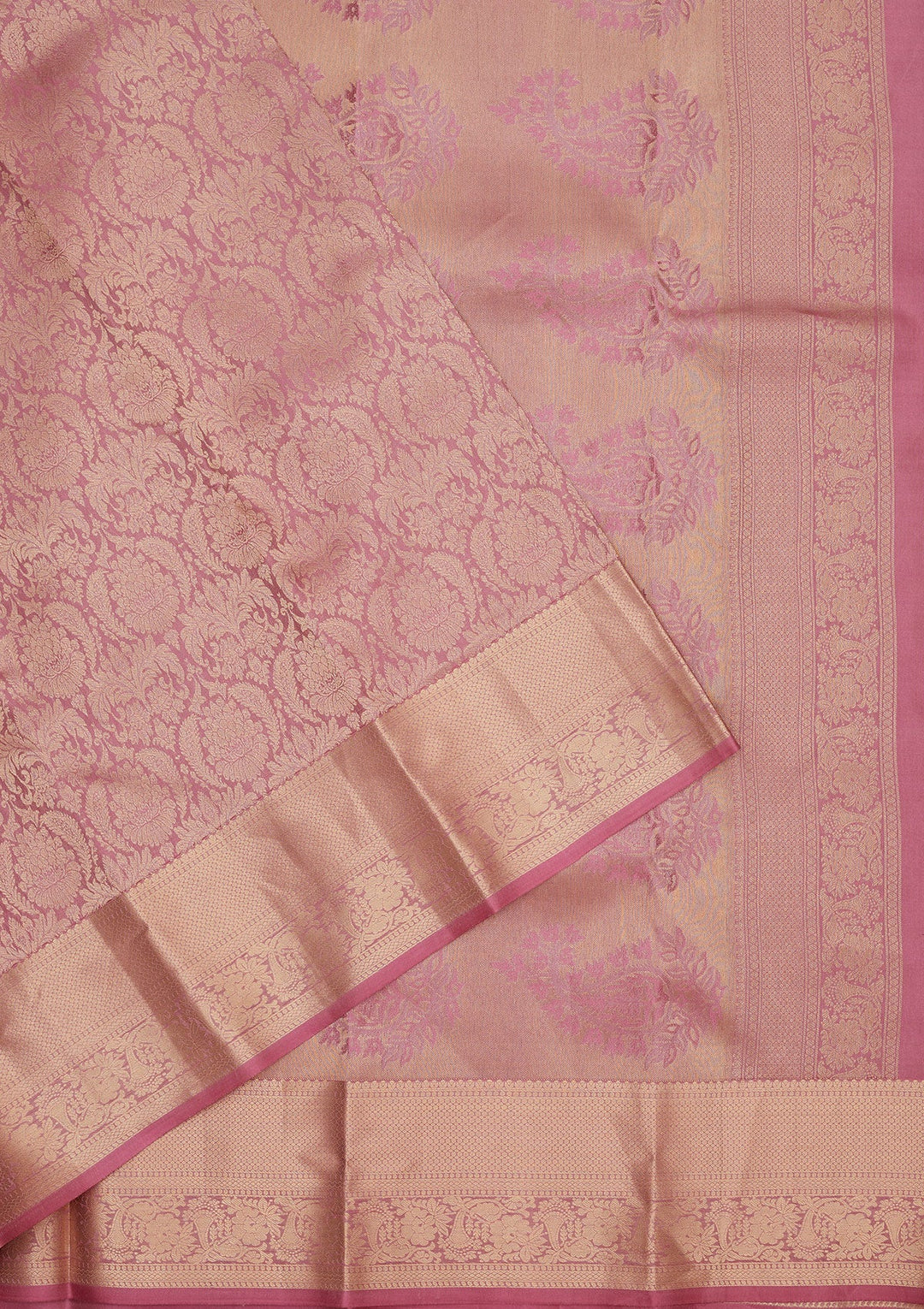 Onion Pink Zariwork Pure Silk Saree-Koskii