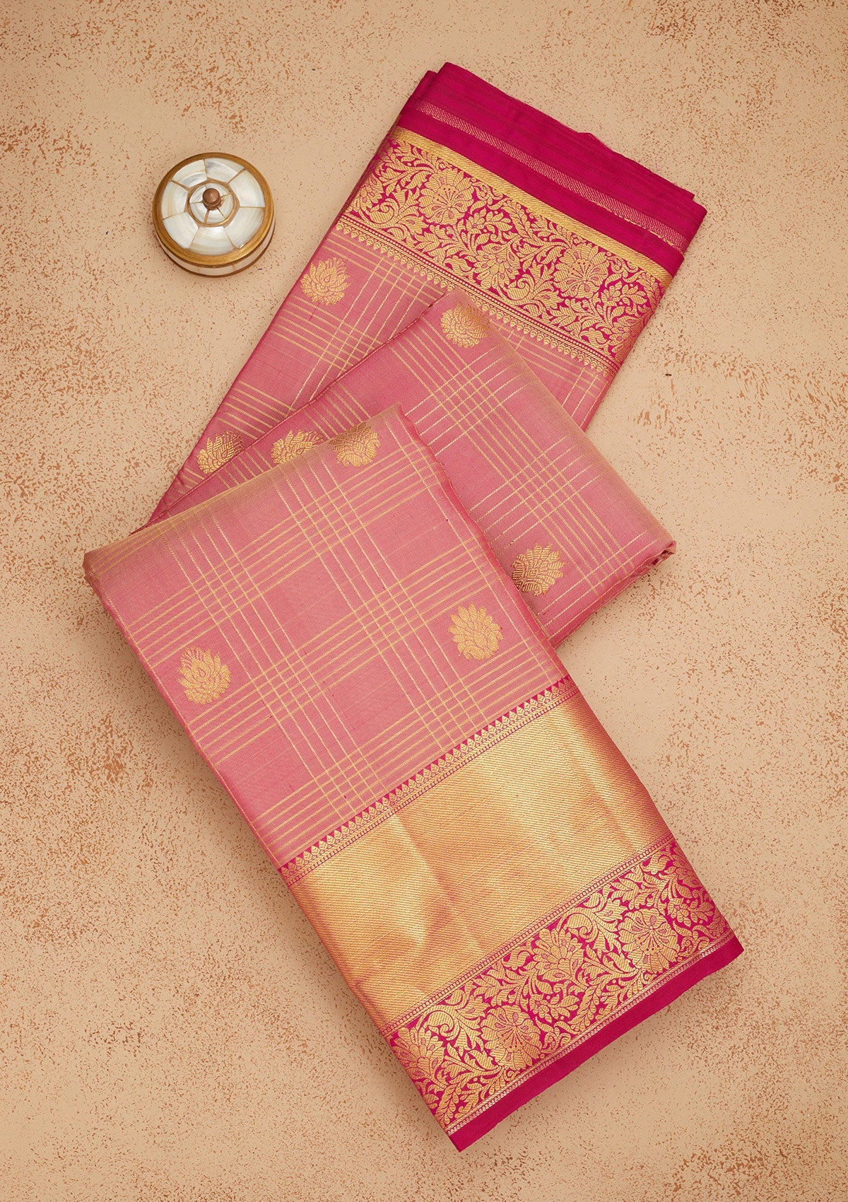 Onion Pink Zariwork Pure Silk Saree-Koskii