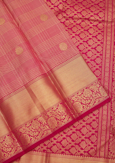 Onion Pink Zariwork Pure Silk Saree