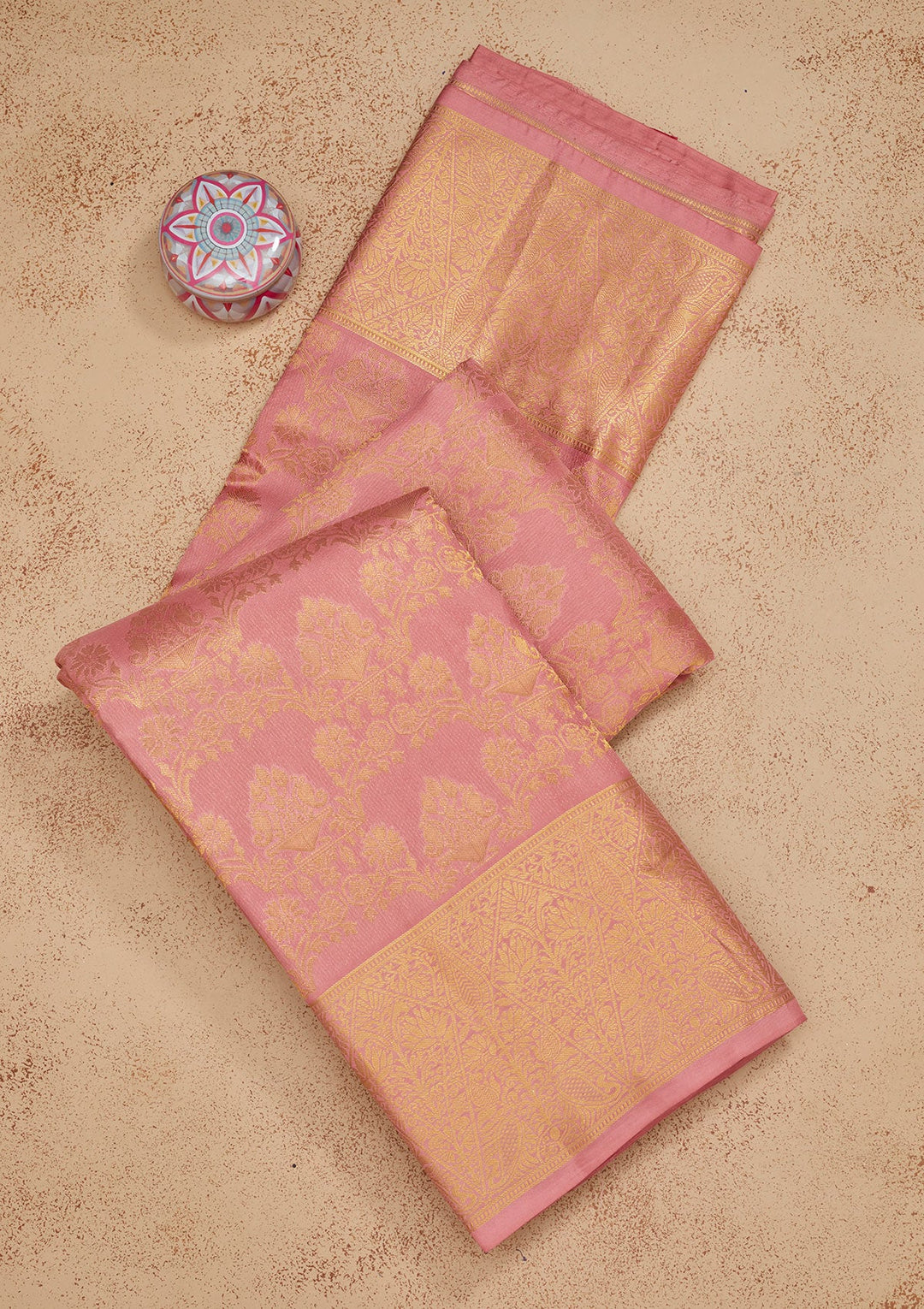 Onion Pink Zariwork Pure Silk Saree-Koskii