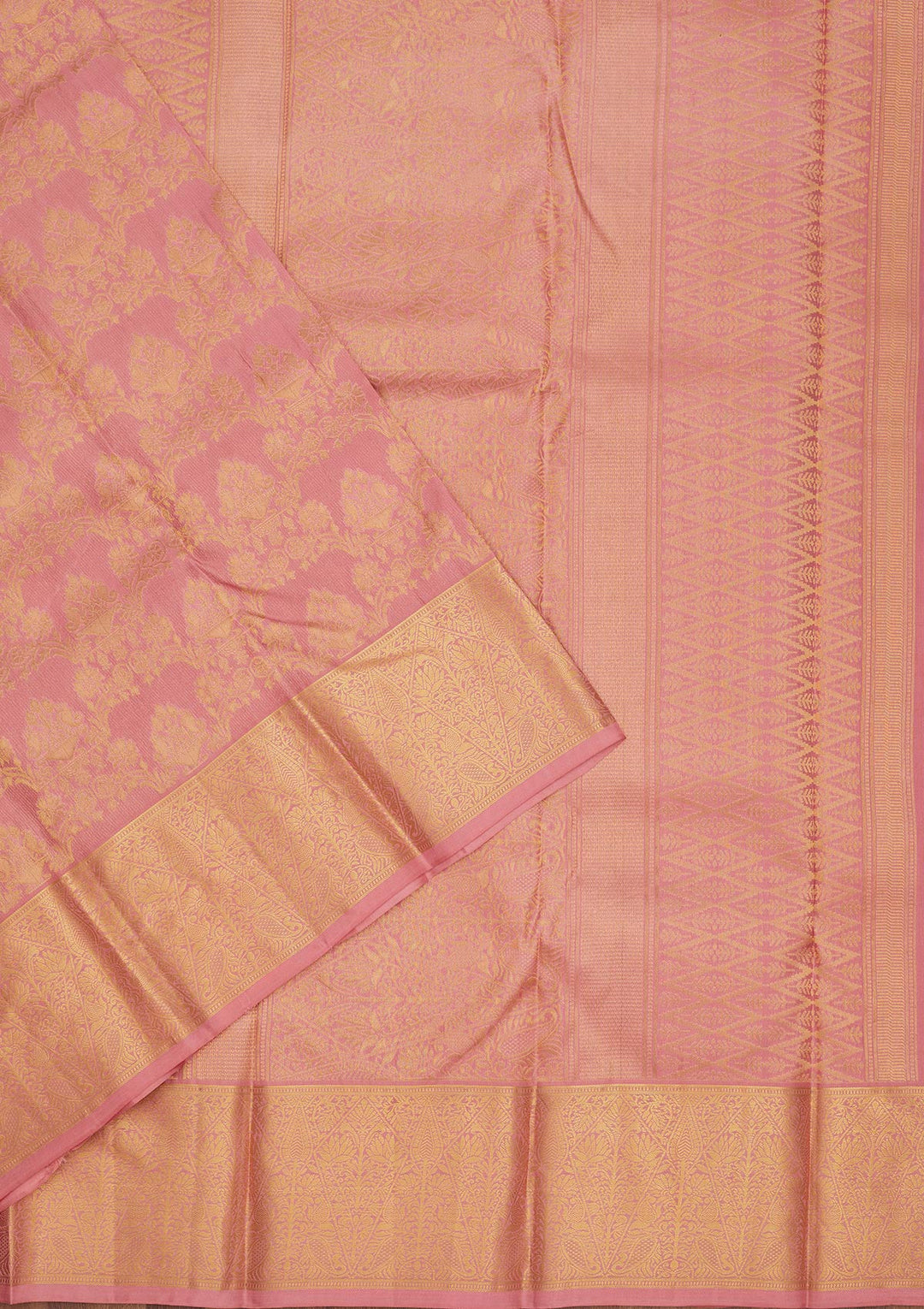 Onion Pink Zariwork Pure Silk Saree-Koskii