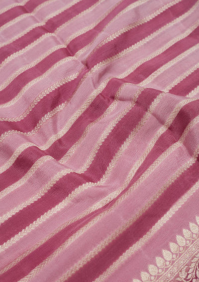 Onion Pink Zariwork Pure Silk Saree-Koskii