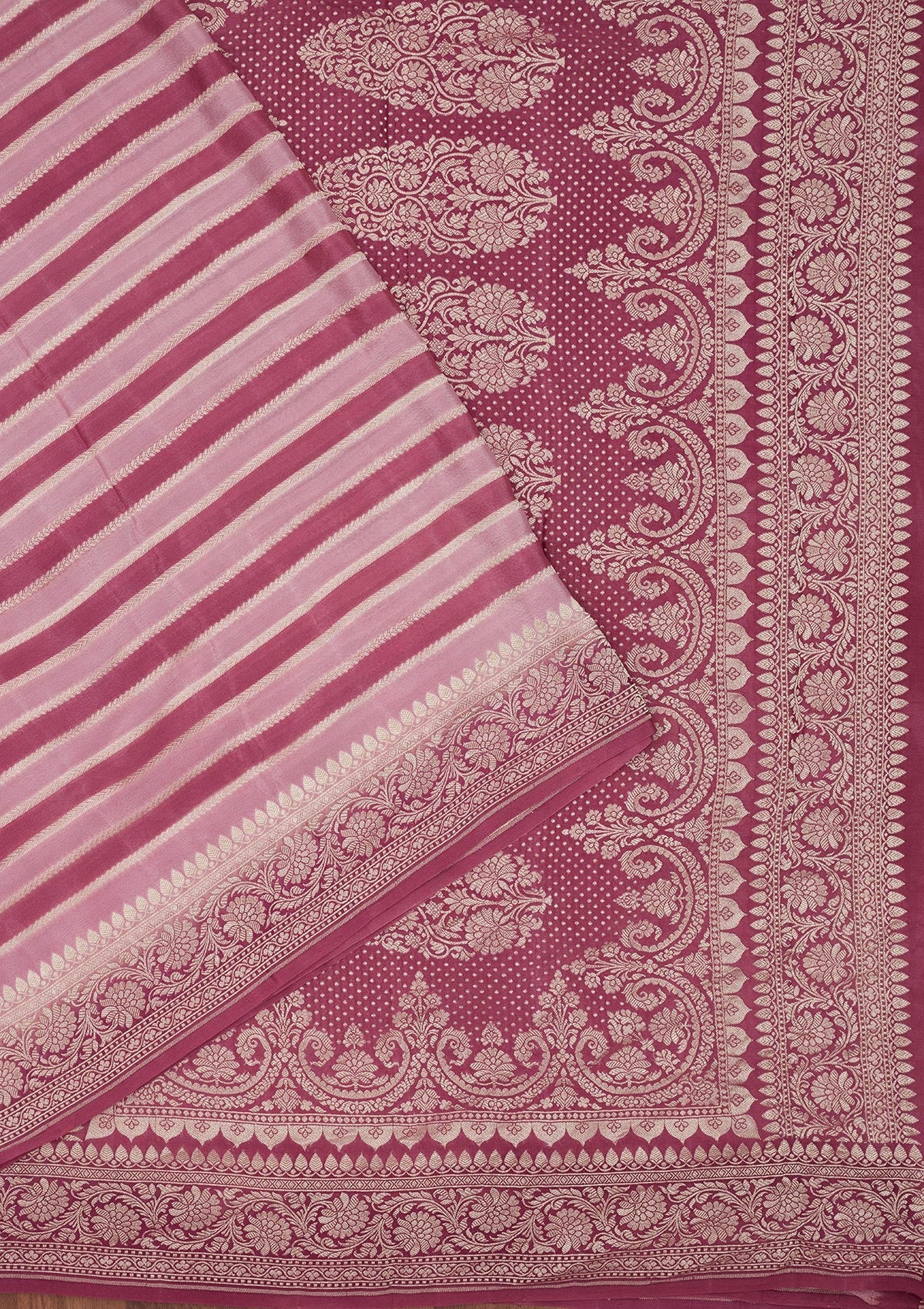 Onion Pink Zariwork Pure Silk Saree-Koskii