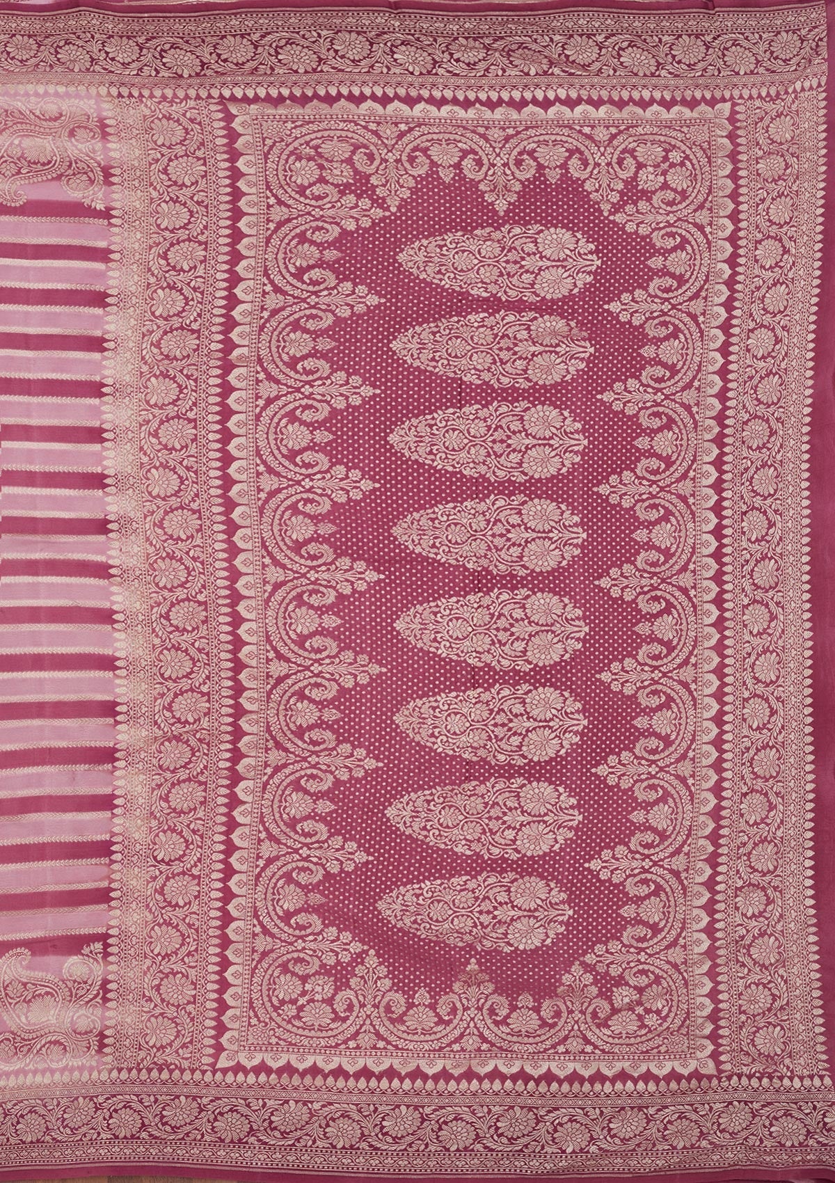 Onion Pink Zariwork Pure Silk Saree-Koskii