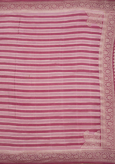 Onion Pink Zariwork Pure Silk Saree-Koskii