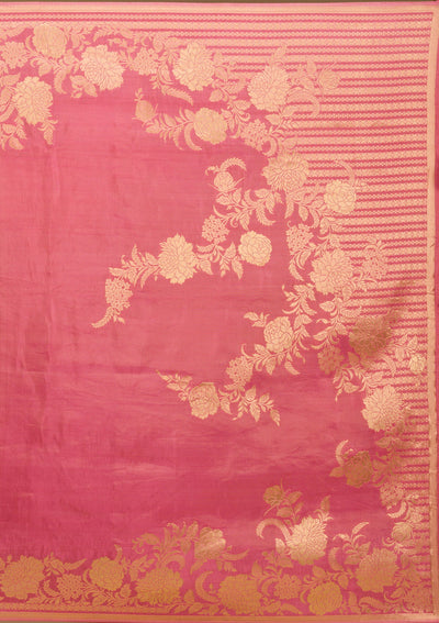 Onion Pink Zariwork Raw Silk Saree