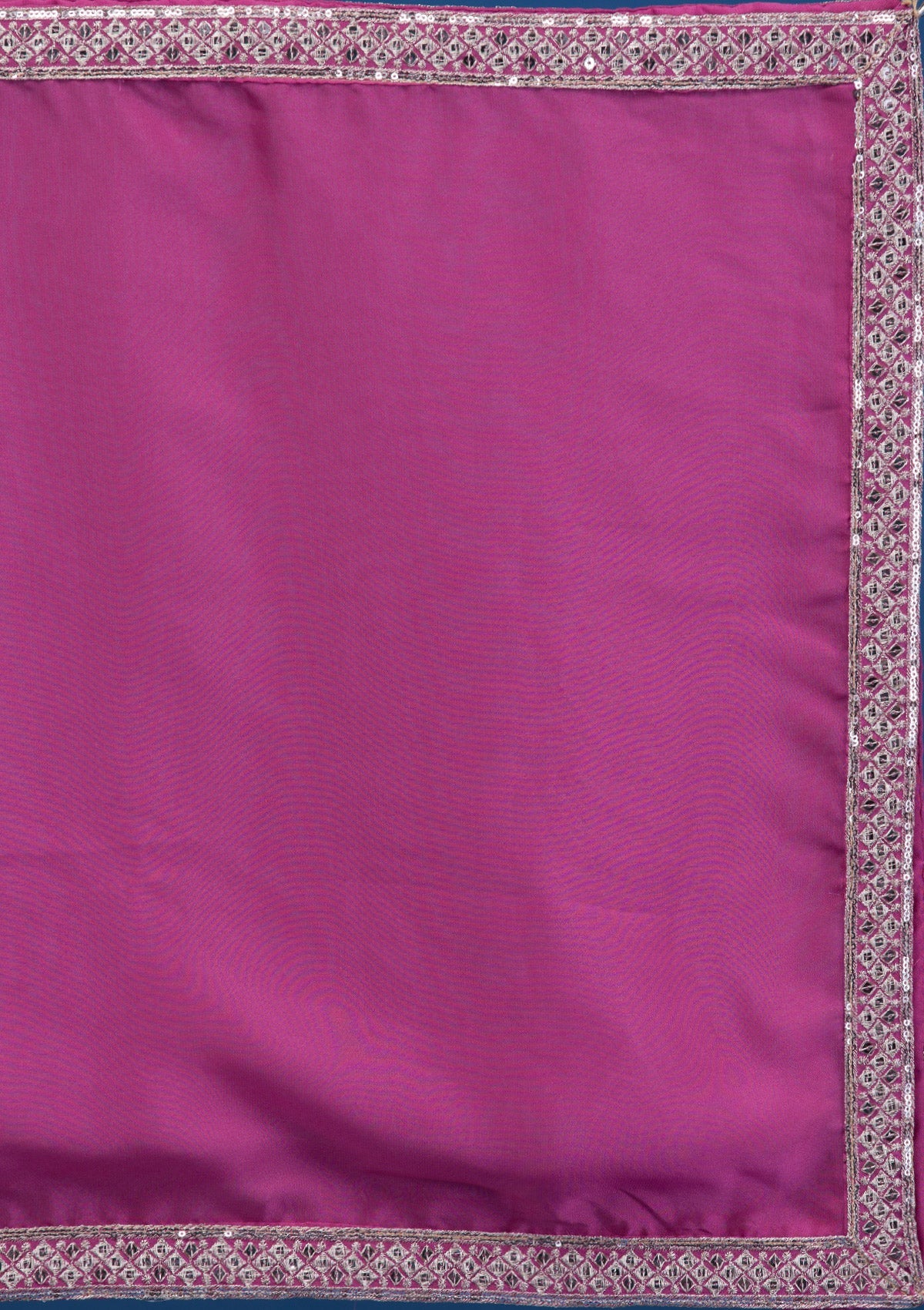 Onion Pink Zariwork Semi Crepe Readymade Lehenga-Koskii