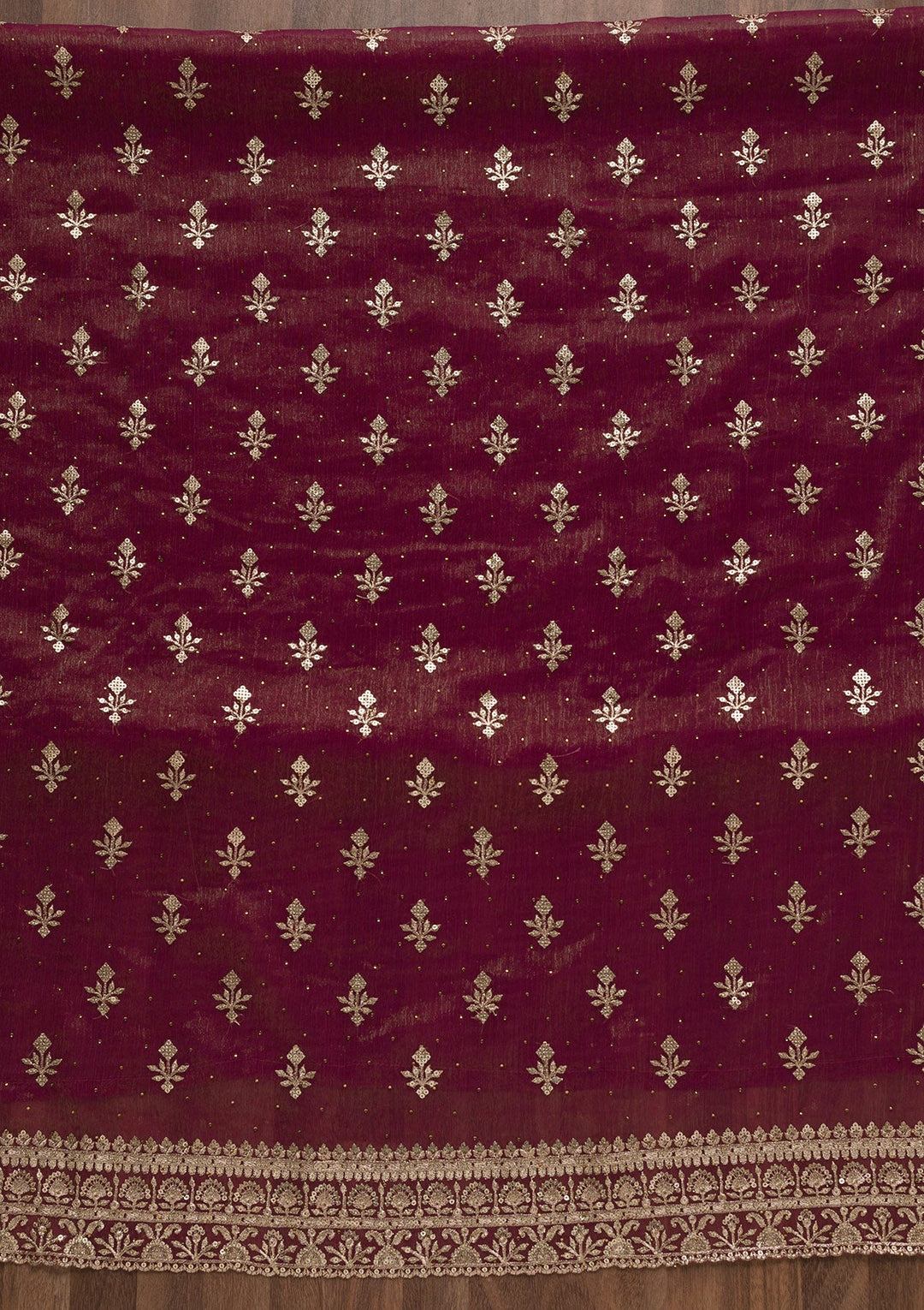 Onion Pink Zariwork Shimmer Georgette Unstitched Salwar Suit-Koskii