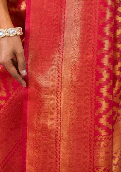 Onion Pink Zariwork Soft Silk Saree-Koskii