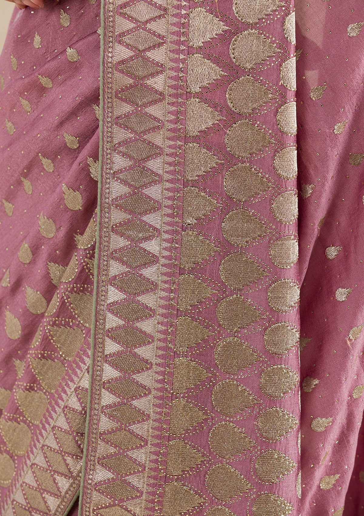 Onion Pink Zariwork Soft Silk Saree-Koskii